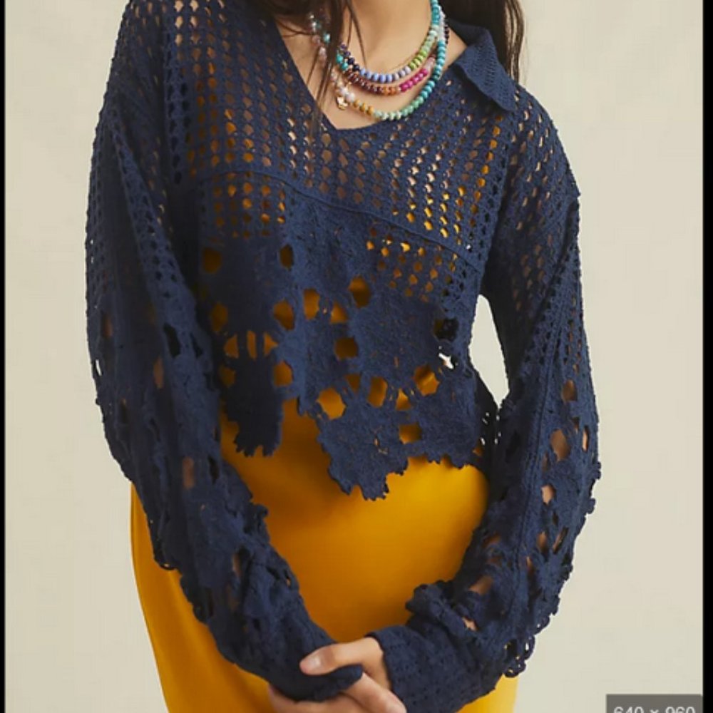 Anthropologie - Eyelet Crochet Top
